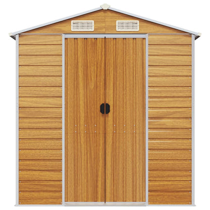 vidaXL Abri de jardin marron clair 191x895x198 cm acier galvanisé