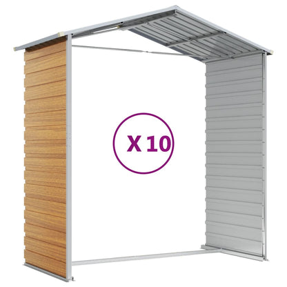 vidaXL Abri de jardin marron clair 191x895x198 cm acier galvanisé