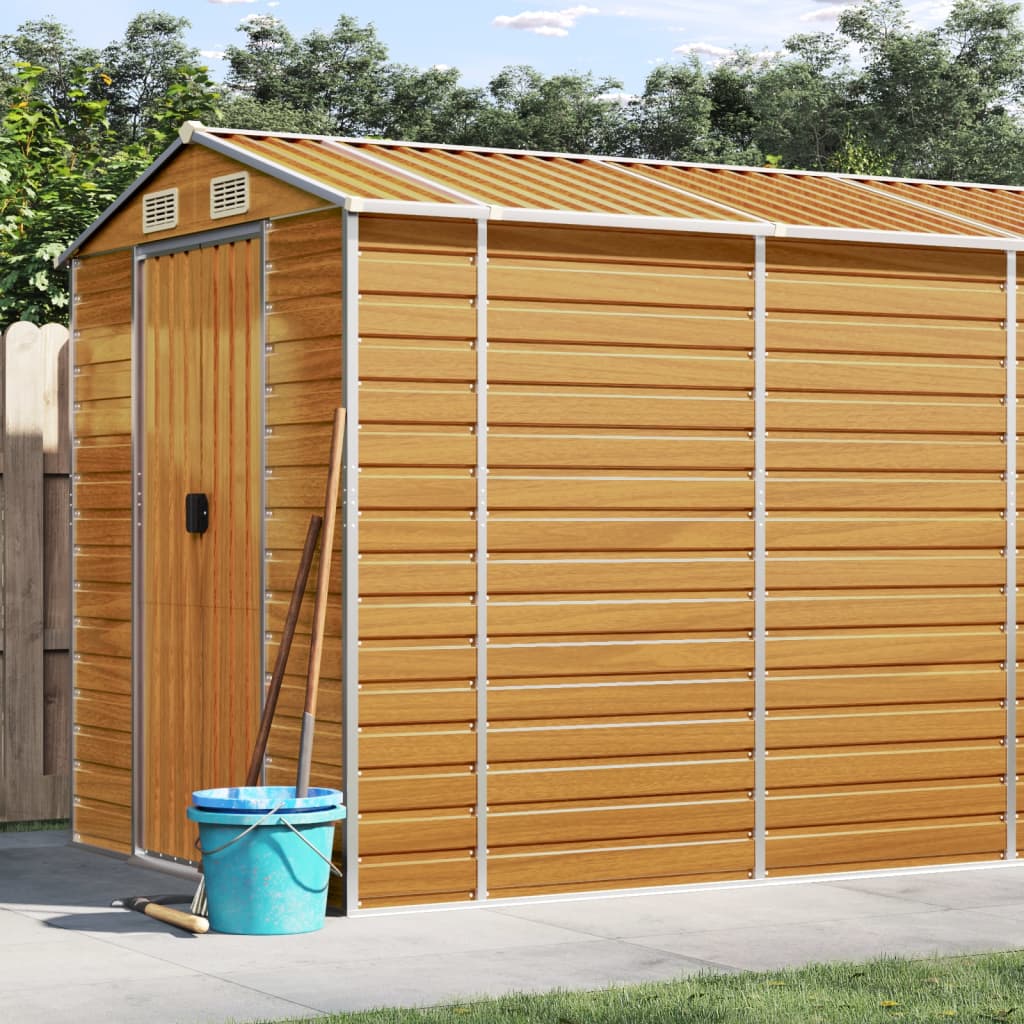vidaXL Abri de jardin marron clair 191x895x198 cm acier galvanisé