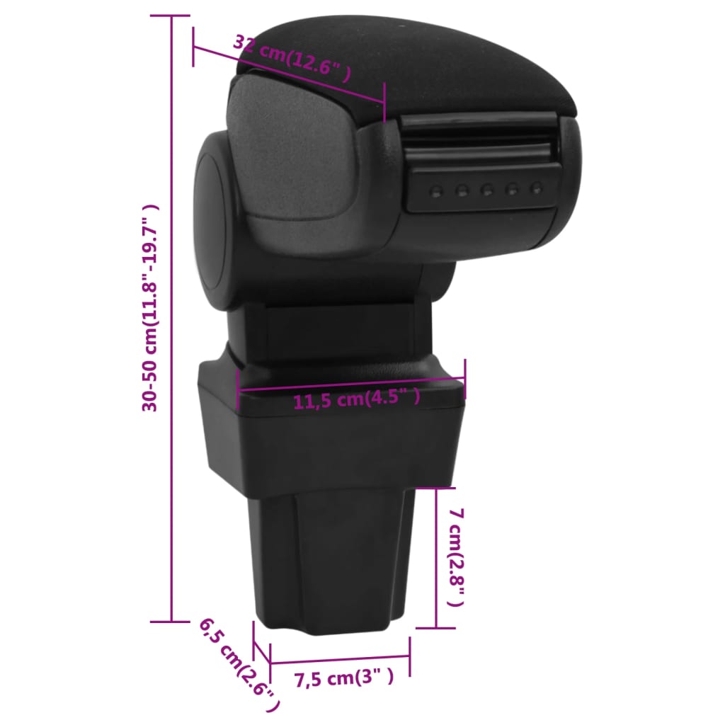 vidaXL Accoudoir de voiture noir 11,5x32x(30-50) cm ABS