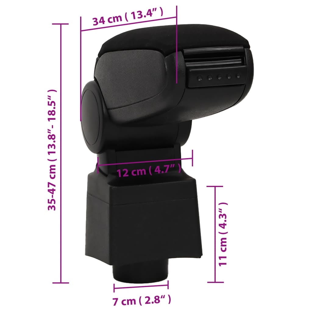 vidaXL Accoudoir de voiture noir 12x34x(35-47) cm ABS