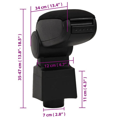 vidaXL Accoudoir de voiture noir 12x34x(35-47) cm ABS