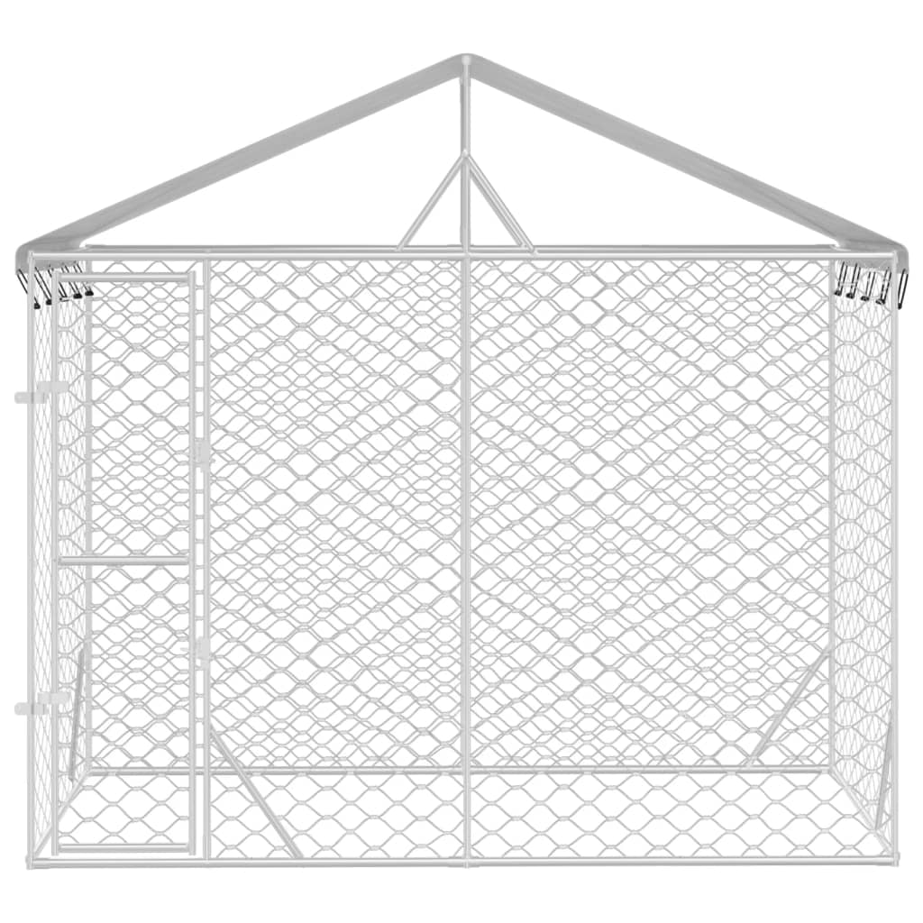 vidaXL Chenil d'extérieur pour chiens avec toit argenté 3x1,5x2,5 m