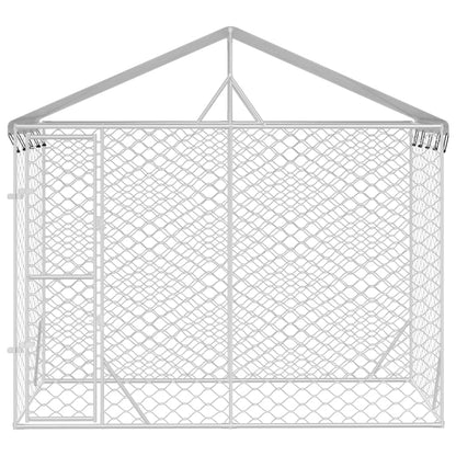 vidaXL Chenil d'extérieur pour chiens avec toit argenté 3x1,5x2,5 m