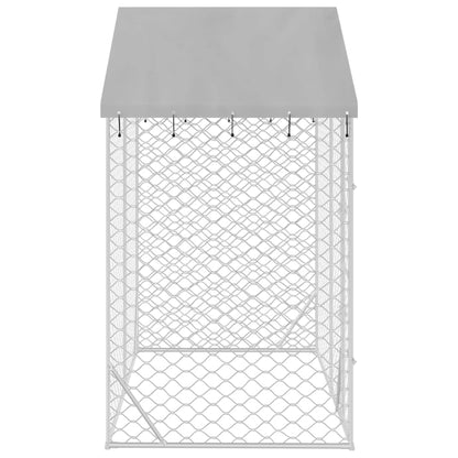 vidaXL Chenil d'extérieur pour chiens avec toit argenté 3x1,5x2,5 m