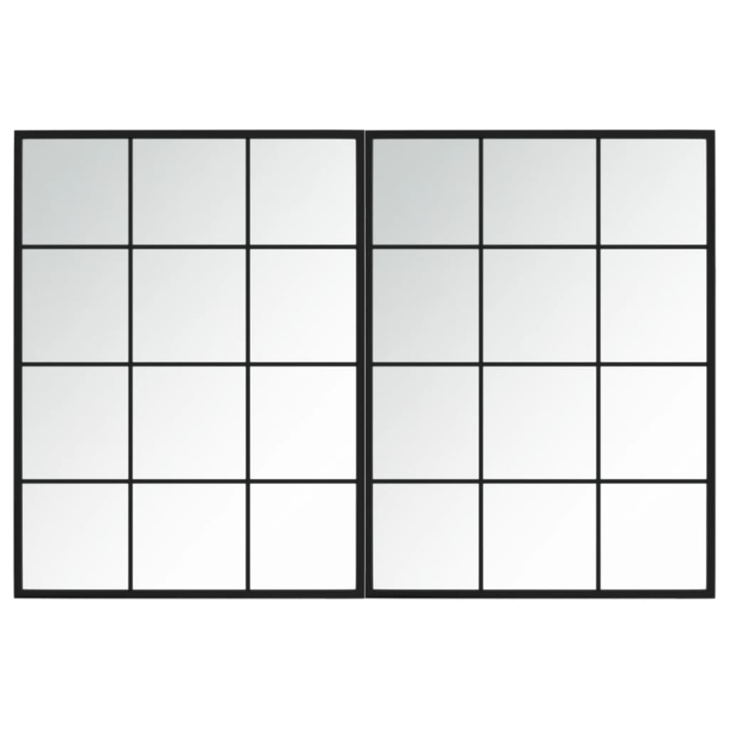 vidaXL Miroirs muraux 2 pcs noir 80x60 cm métal