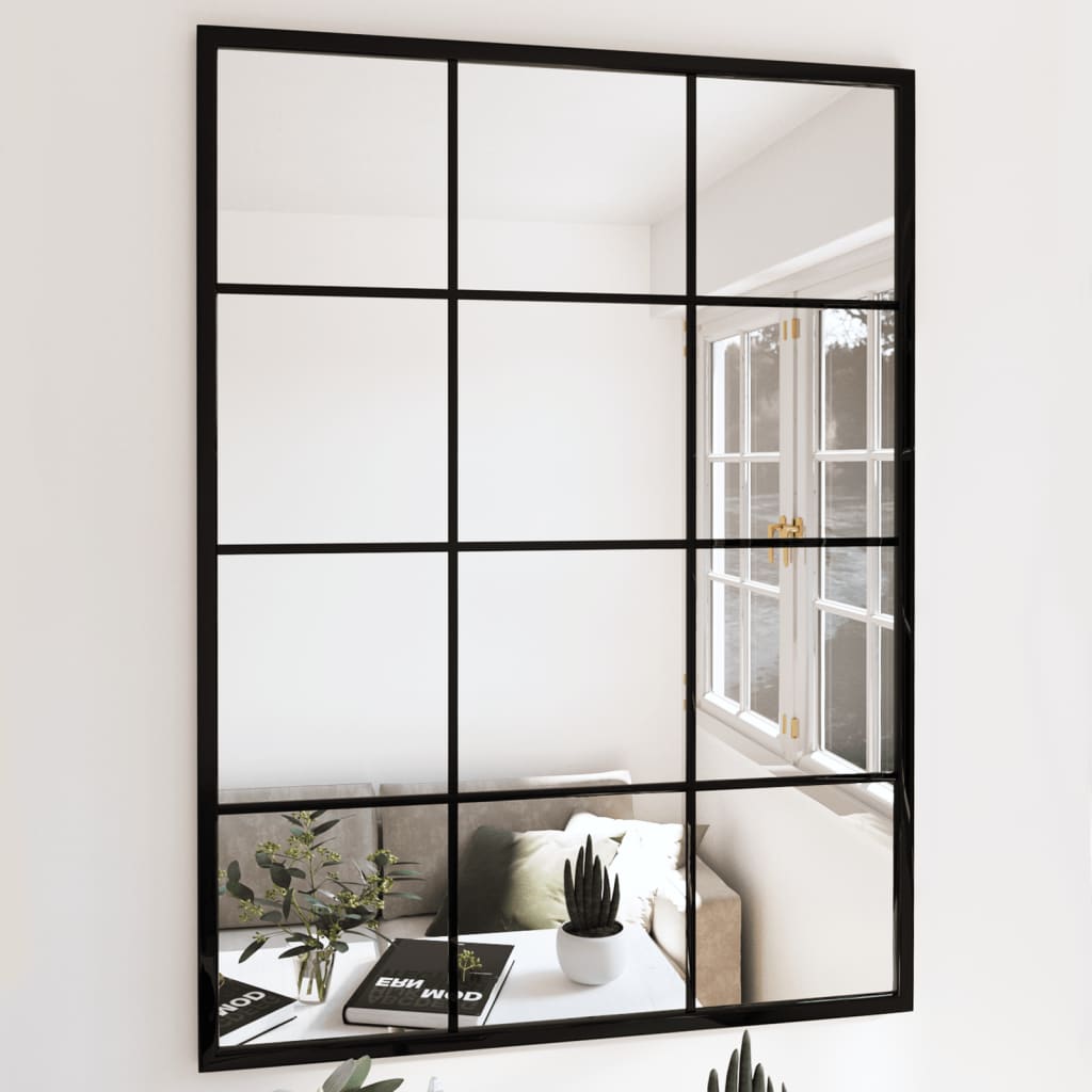 vidaXL Miroirs muraux 2 pcs noir 80x60 cm métal