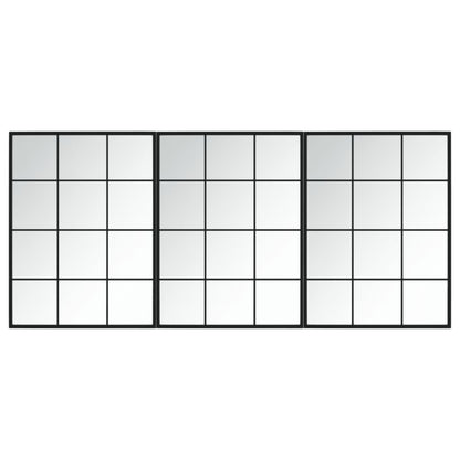 vidaXL Miroirs muraux 3 pcs noir 80x60 cm métal