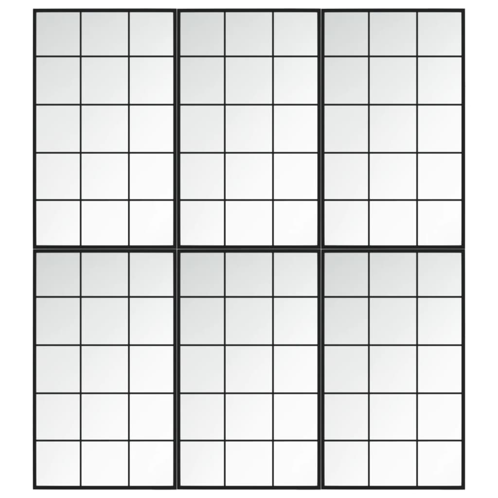 vidaXL Miroirs muraux 6 pcs noir 100x60 cm métal
