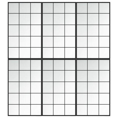 vidaXL Miroirs muraux 6 pcs noir 100x60 cm métal