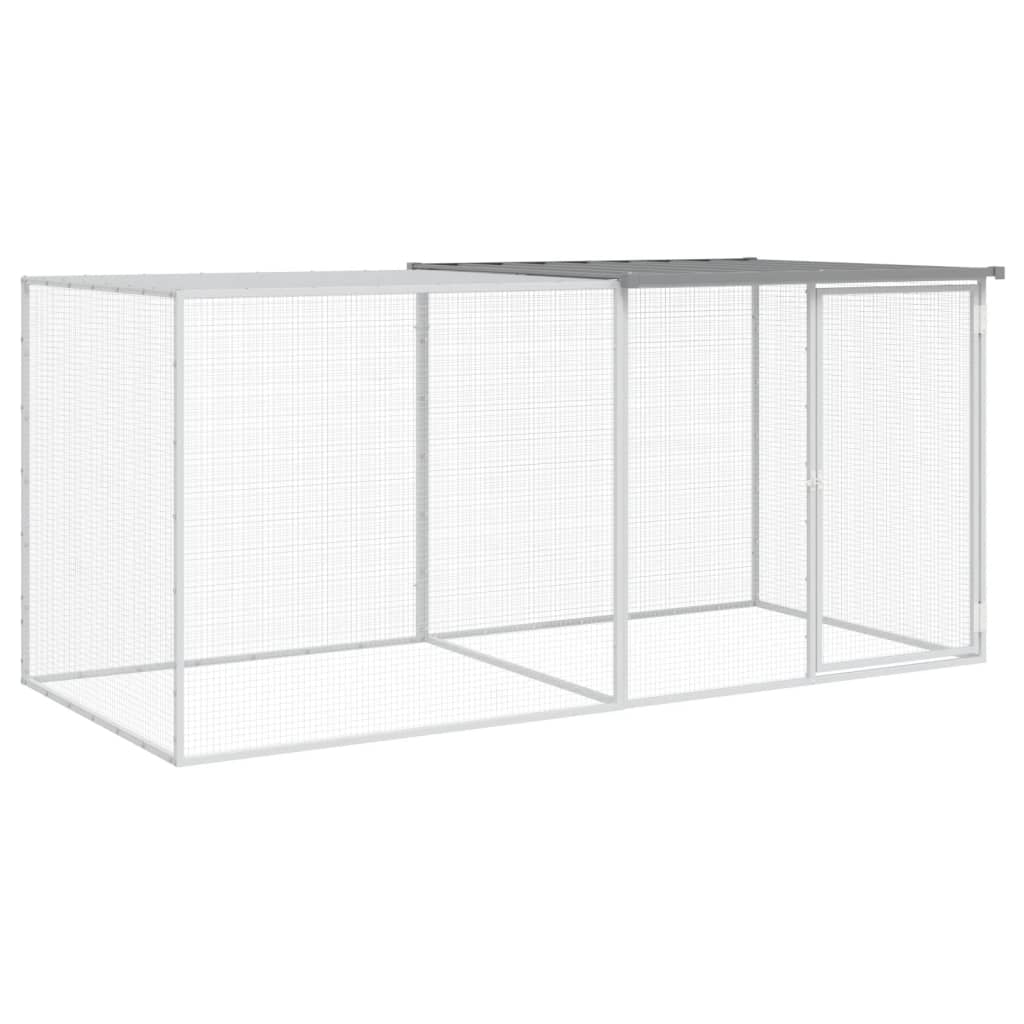 vidaXL Poulailler avec toit gris clair 203x98x90 cm acier galvanisé