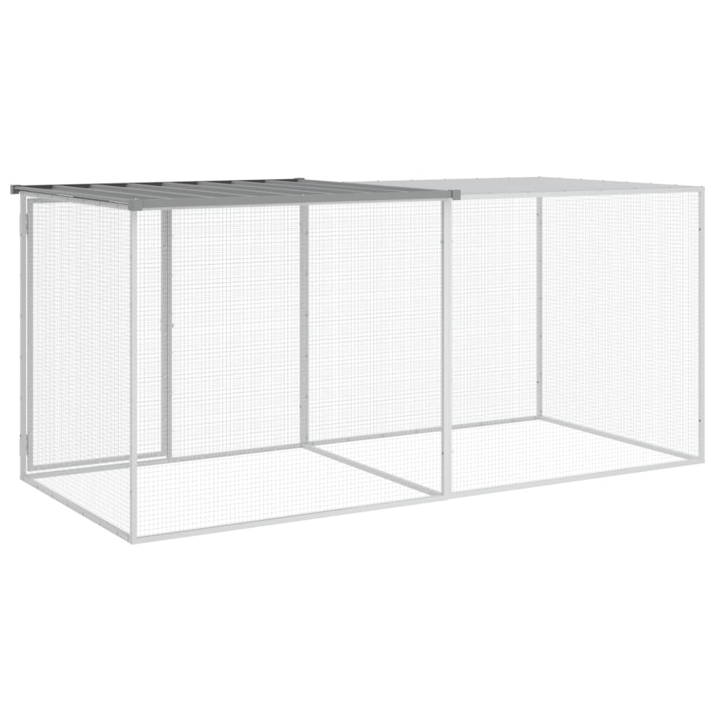 vidaXL Poulailler avec toit gris clair 203x98x90 cm acier galvanisé
