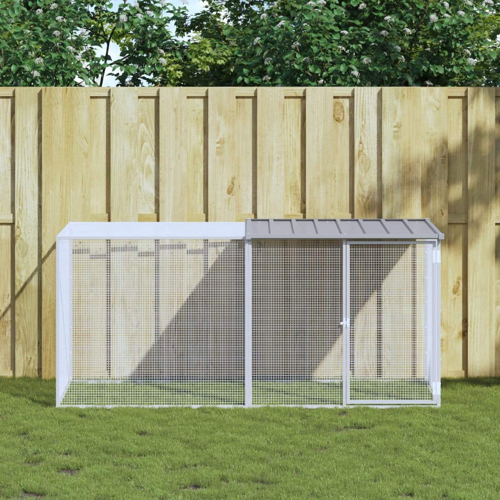 vidaXL Poulailler avec toit gris clair 203x98x90 cm acier galvanisé