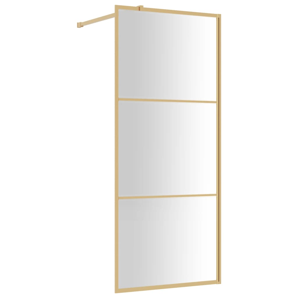 vidaXL Paroi de douche avec verre ESG transparent doré 80x195 cm