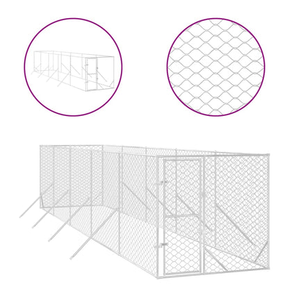 vidaXL Chenil d'extérieur pour chiens argenté 2x10x2 m acier galvanisé