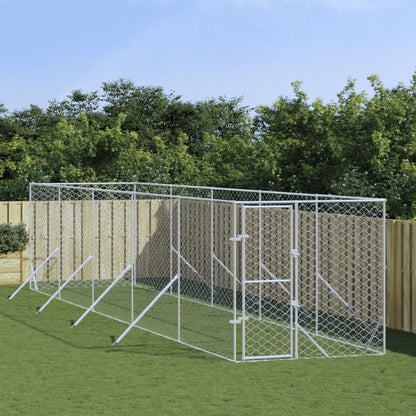 vidaXL Chenil d'extérieur pour chiens argenté 2x10x2 m acier galvanisé