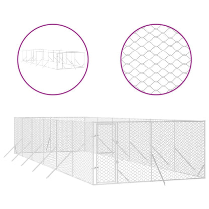 vidaXL Chenil d'extérieur pour chiens argenté 4x12x2 m acier galvanisé
