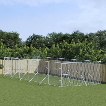 vidaXL Chenil d'extérieur pour chiens argenté 4x12x2 m acier galvanisé