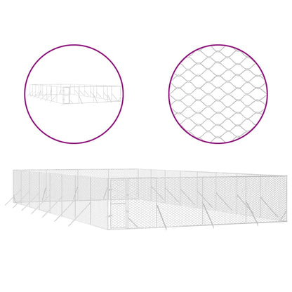 vidaXL Chenil d'extérieur pour chiens argenté 8x16x2 m acier galvanisé