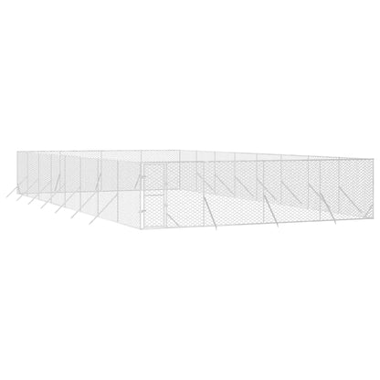 vidaXL Chenil d'extérieur pour chiens argenté 8x16x2 m acier galvanisé