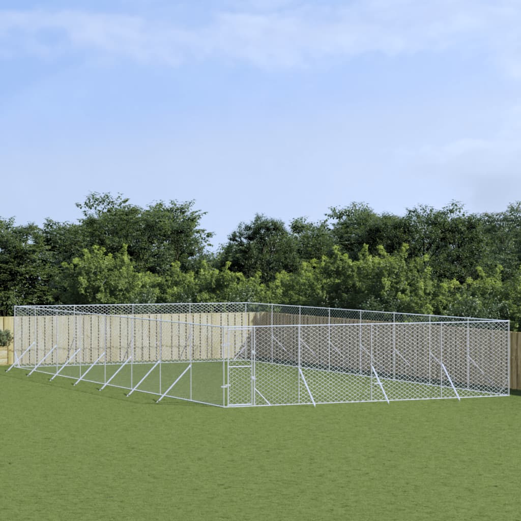 vidaXL Chenil d'extérieur pour chiens argenté 8x16x2 m acier galvanisé