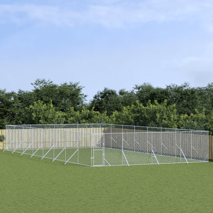 vidaXL Chenil d'extérieur pour chiens argenté 8x16x2 m acier galvanisé