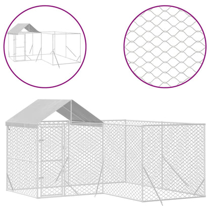 vidaXL Chenil d'extérieur pour chiens avec toit argenté 4x4x2,5 m