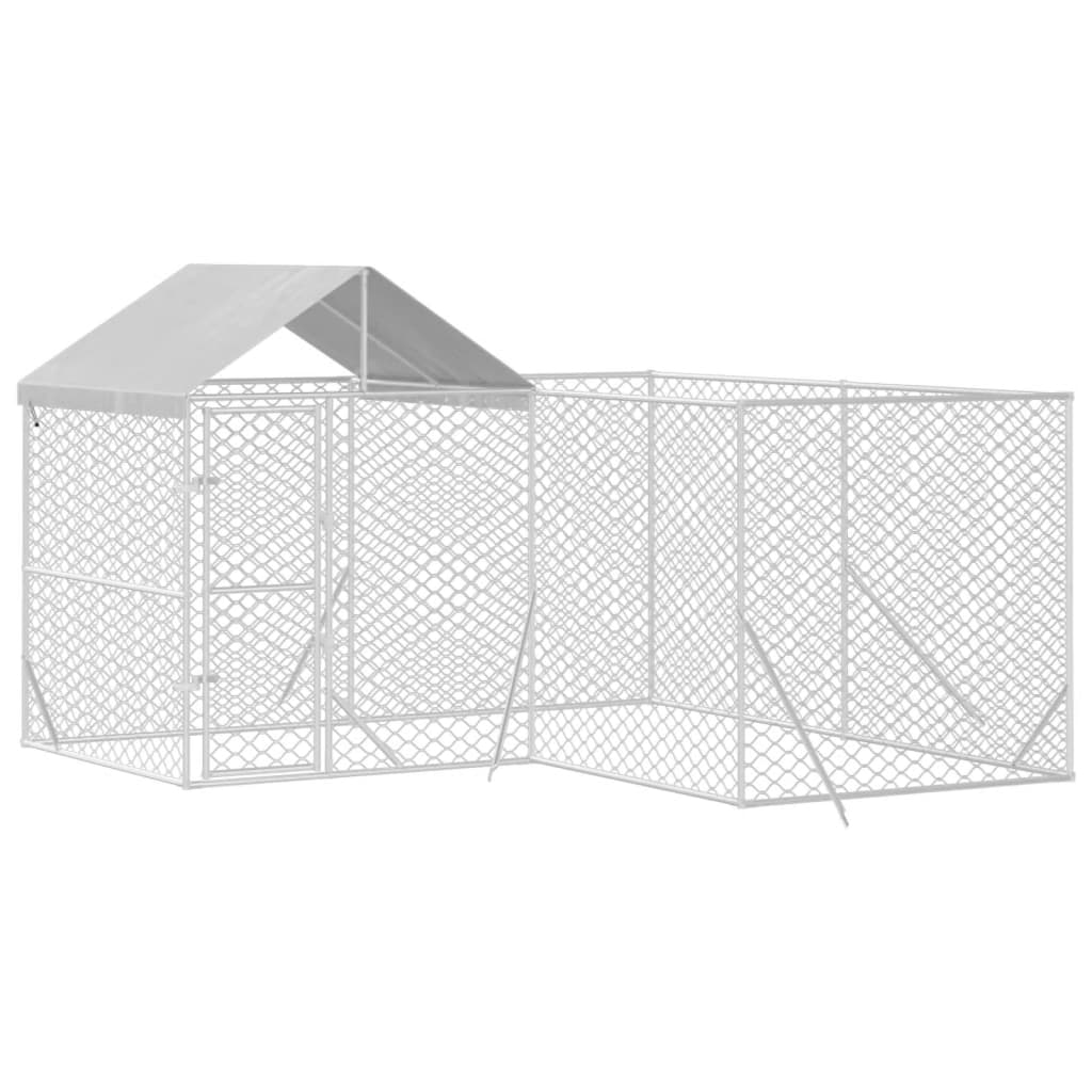 vidaXL Chenil d'extérieur pour chiens avec toit argenté 4x4x2,5 m
