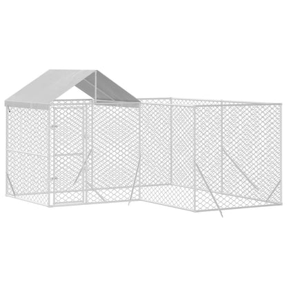 vidaXL Chenil d'extérieur pour chiens avec toit argenté 4x4x2,5 m