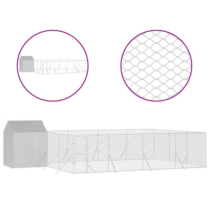 vidaXL Chenil d'extérieur pour chiens avec toit argenté 10x6x2,5 m