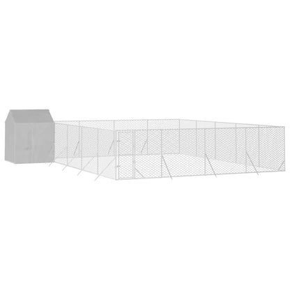 vidaXL Chenil d'extérieur pour chiens avec toit argenté 10x10x2,5 m