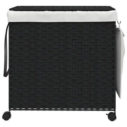 vidaXL Panier à linge avec roulettes noir 60x35x60,5 cm résine tressée