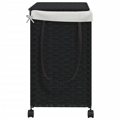 vidaXL Panier à linge avec roulettes noir 60x35x60,5 cm résine tressée