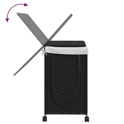 vidaXL Panier à linge avec roulettes noir 60x35x60,5 cm résine tressée