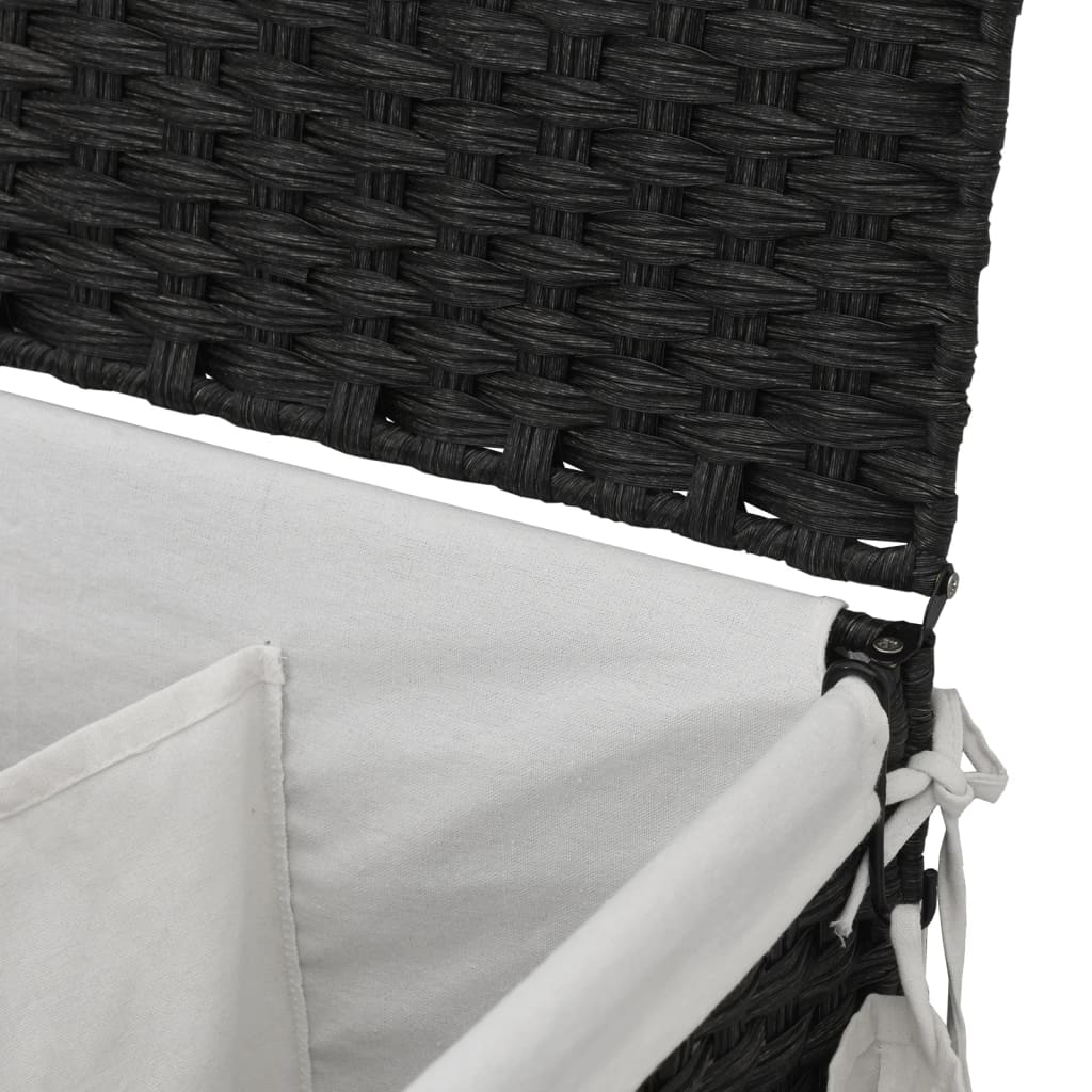 vidaXL Panier à linge avec roulettes noir 60x35x60,5 cm résine tressée