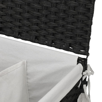 vidaXL Panier à linge avec roulettes noir 60x35x60,5 cm résine tressée