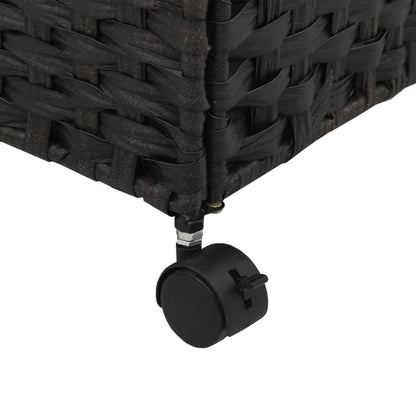 vidaXL Panier à linge avec roulettes noir 60x35x60,5 cm résine tressée