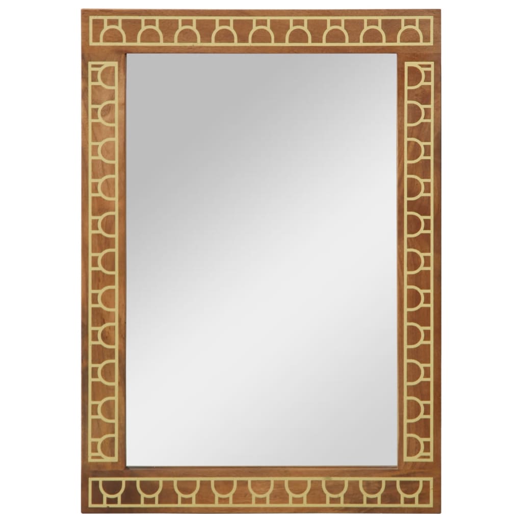 vidaXL Miroir de bain 50x70x2,5 cm bois de manguier massif et verre