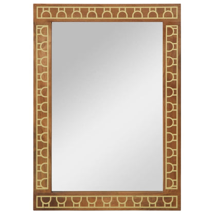 vidaXL Miroir de bain 50x70x2,5 cm bois de manguier massif et verre