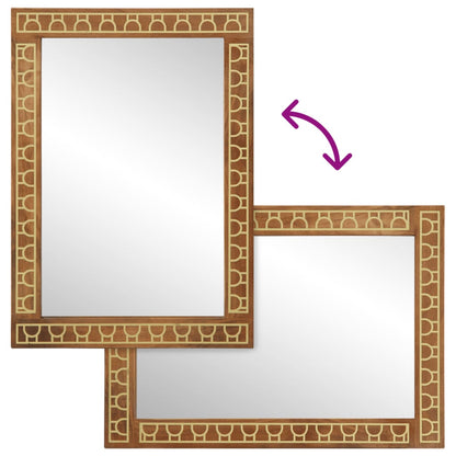 vidaXL Miroir de bain 50x70x2,5 cm bois de manguier massif et verre