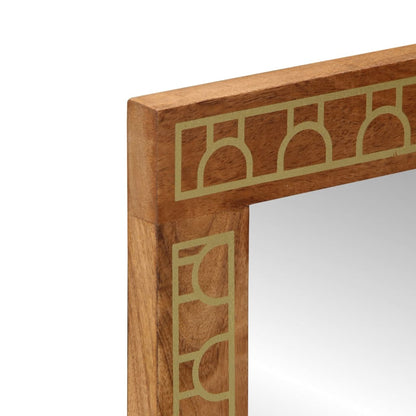 vidaXL Miroir de bain 50x70x2,5 cm bois de manguier massif et verre