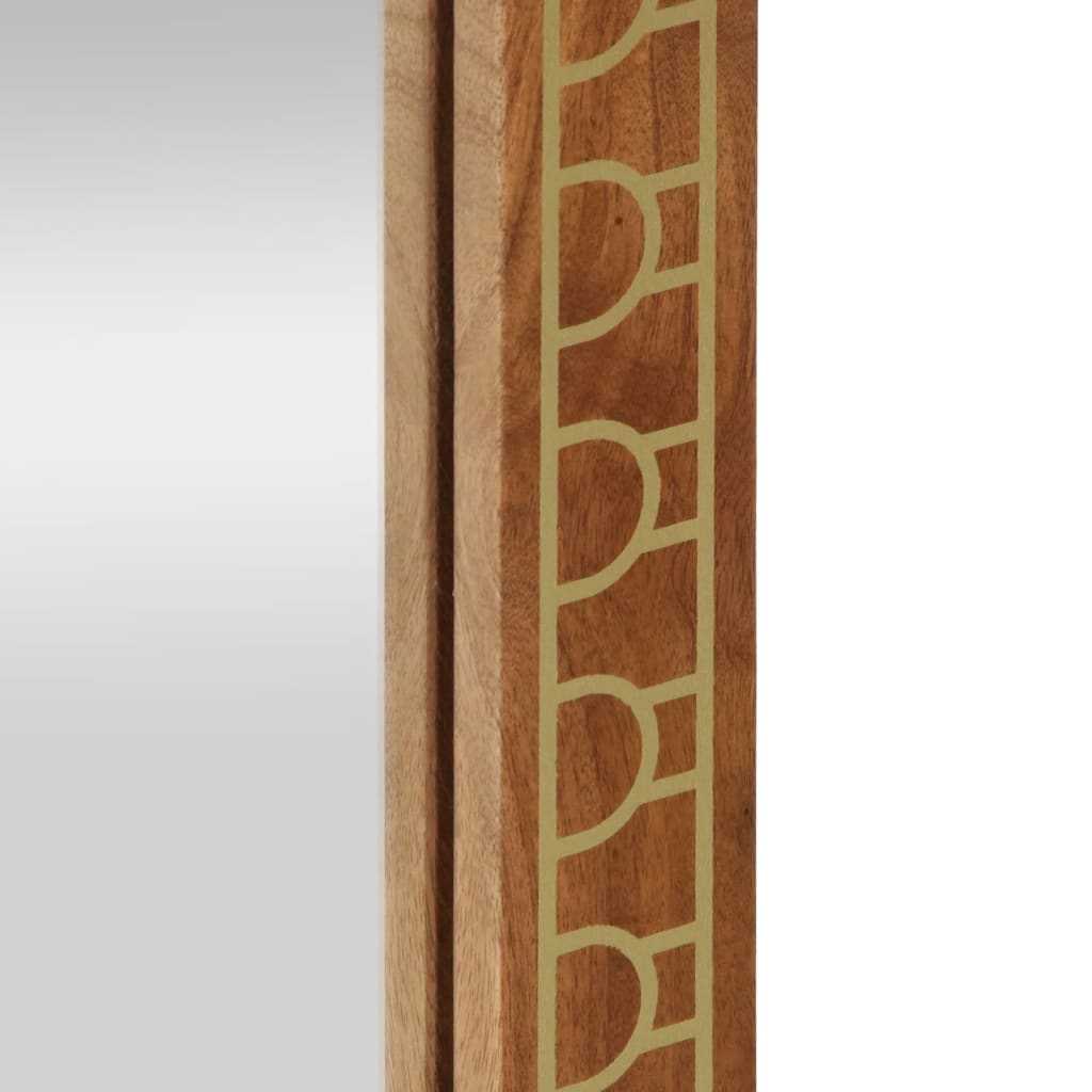 vidaXL Miroir de bain 50x70x2,5 cm bois de manguier massif et verre