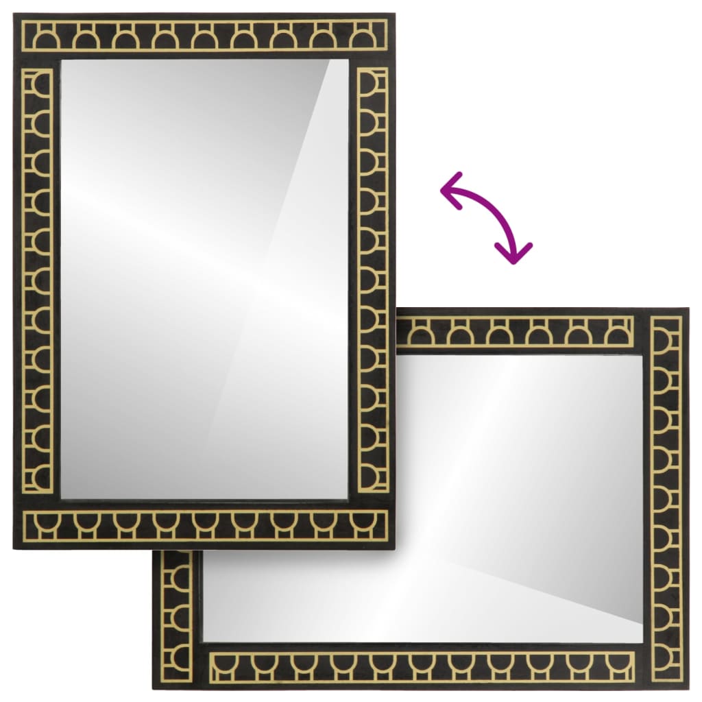 vidaXL Miroir de bain 50x70x2,5 cm bois de manguier massif et verre