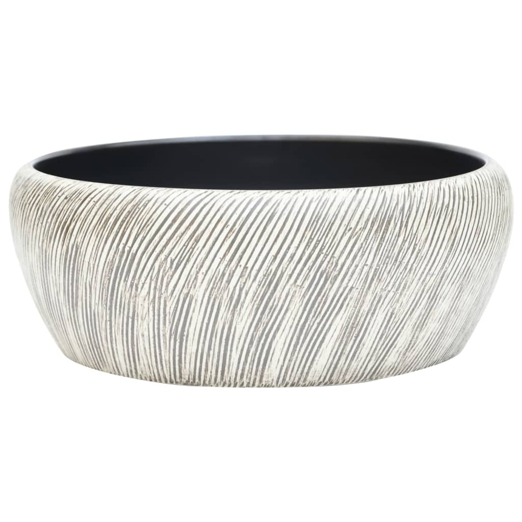 vidaXL Vasque à poser noir et gris rond Φ41x14 cm céramique
