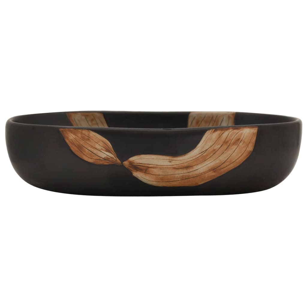 vidaXL Vasque à poser noir ovale 59x40x14 cm céramique