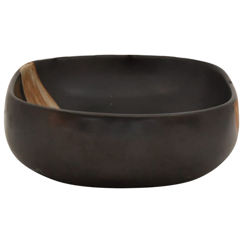 vidaXL Vasque à poser noir ovale 59x40x14 cm céramique