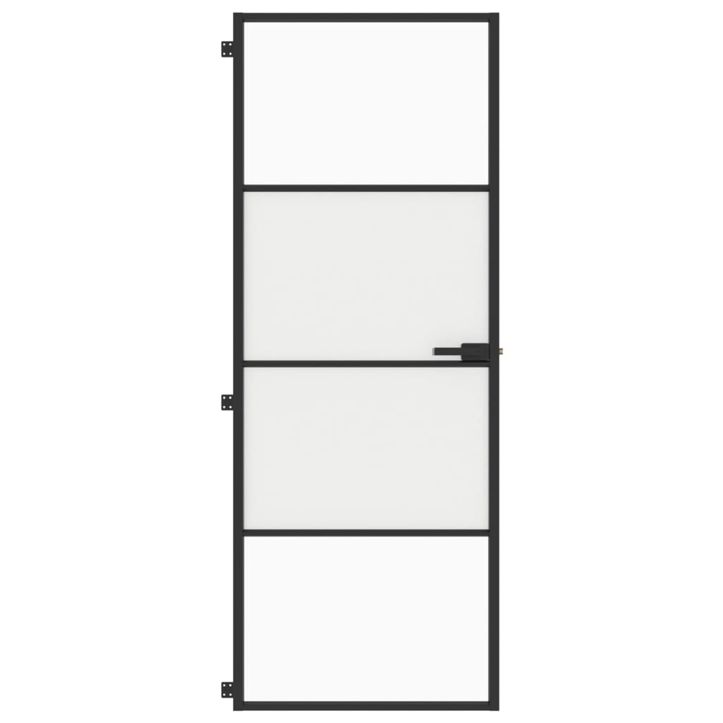 vidaXL Porte intérieure mince noir 76x201,5 cm verre trempé aluminium