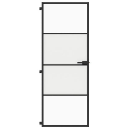 vidaXL Porte intérieure mince noir 76x201,5 cm verre trempé aluminium