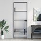 vidaXL Porte intérieure mince noir 76x201,5 cm verre trempé aluminium
