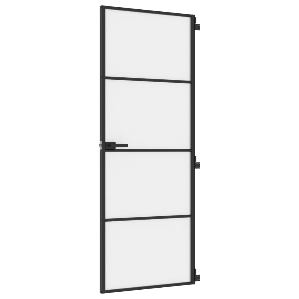 vidaXL Porte intérieure mince noir 76x201,5 cm verre trempé aluminium